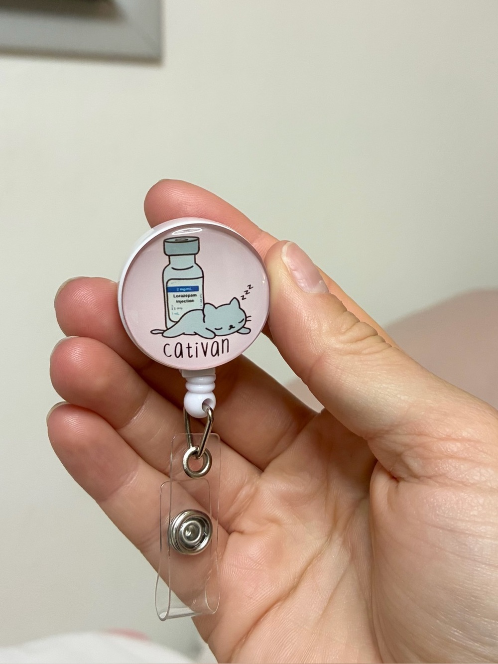 Cat “Cativan” nurse badge reel